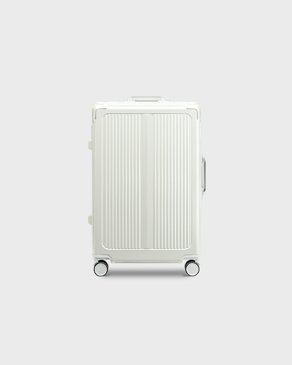 Navigo Streamliner - Aluminium Frame Zipperless Trolley Luggage - White - Front